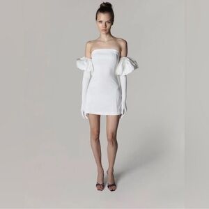 Miscreants Puff Sleeve Cupid White Dress with Slit